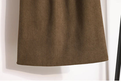 2025 Autumn Winter Plus Size Skirts Women High Waist Solid A-line Skirt Back Slit Korean Thick Elegant Fleece-lined Style Skirts.