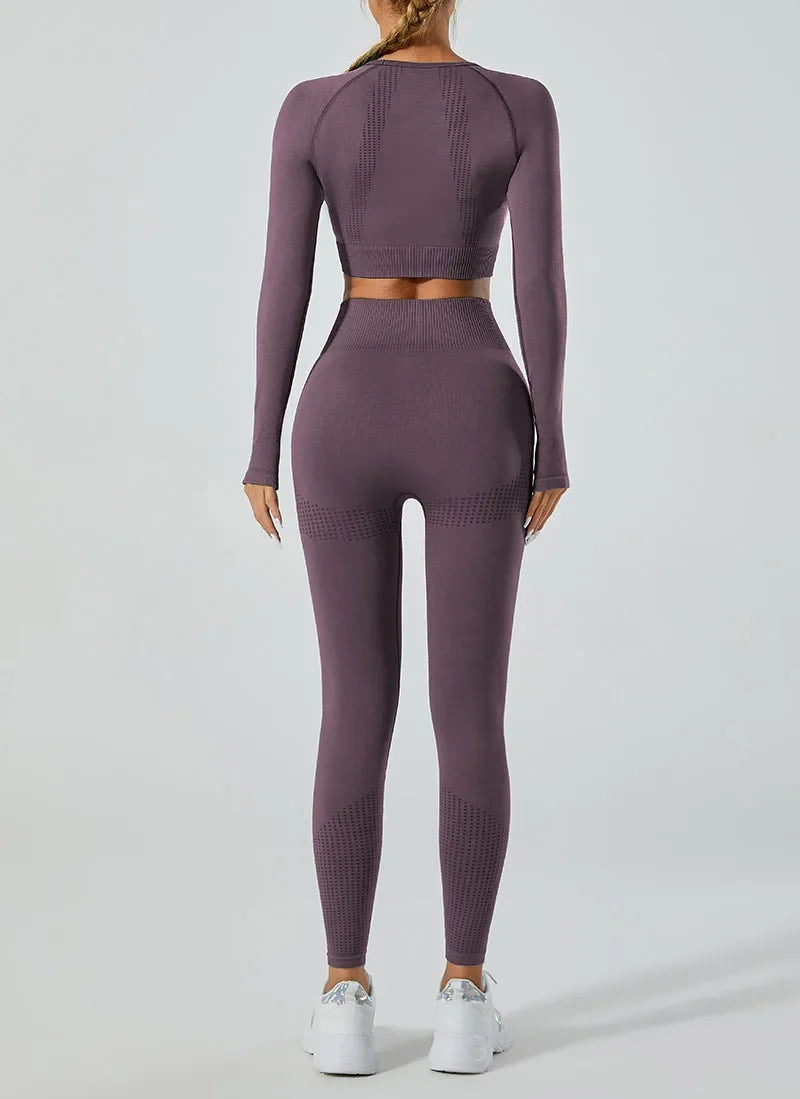 In-stock Women's Yoga Suit Five-piece Set Seamless Fitness Wear For Running Sports Top Leggings From Mainland China