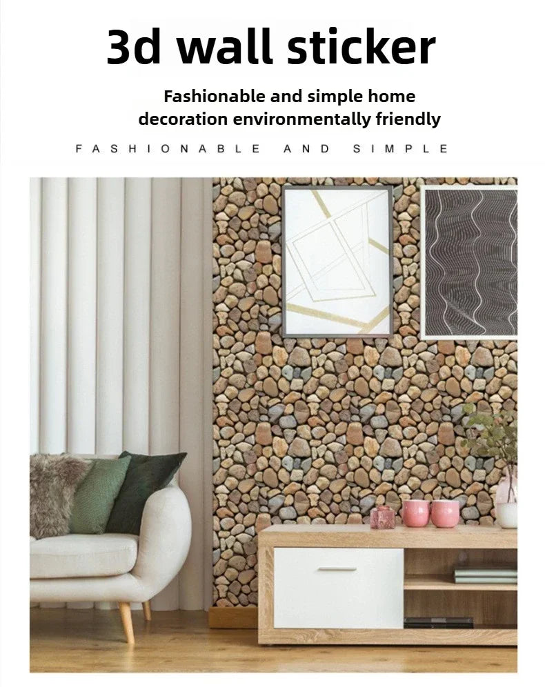 10PCS 3D Self Adhesive Foam Wall Stickers Waterproof Wallpaper Panels for Living Room Bedroom Dining TV Background Decor