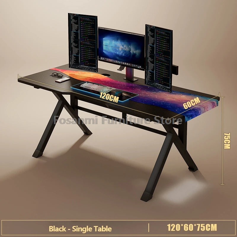 Ergonomischer Gaming-Schreibtisch aus Premium-Kohlefaser, stabile K-Typ-Stahlfüße, Heim-Zimmer-Schreibtisch, Gamer-Tisch, hochwertiger, stabiler Bürotisch