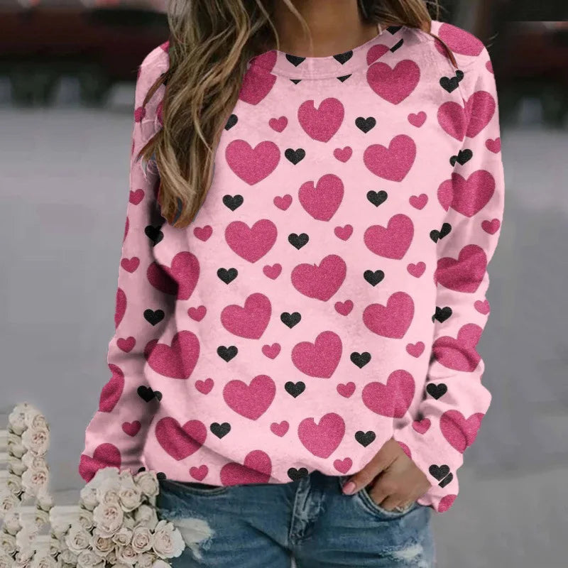 Love Heart Sweatshirts 3D Print Hoodie Women Fashion Streetwear Oversized O-Neck Hoodies Harajuku Woman Pullovers Woman Clothing.