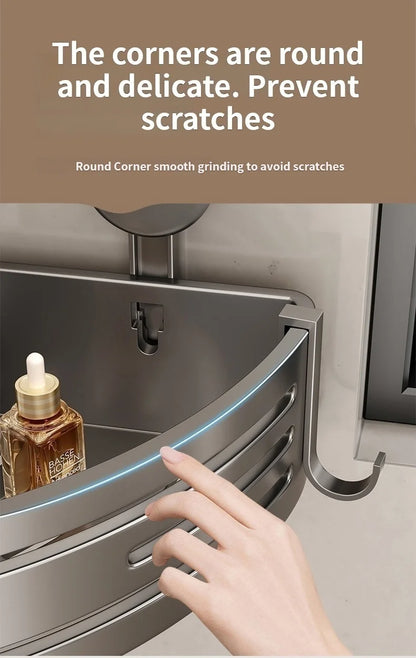 Badezimmer-Aufbewahrungsregal ohne Bohren, Saugnapf, Badezimmer-Waschbecken, wandmontiertes Badezimmer-Aufbewahrungsregal, Küchenaufbewahrung