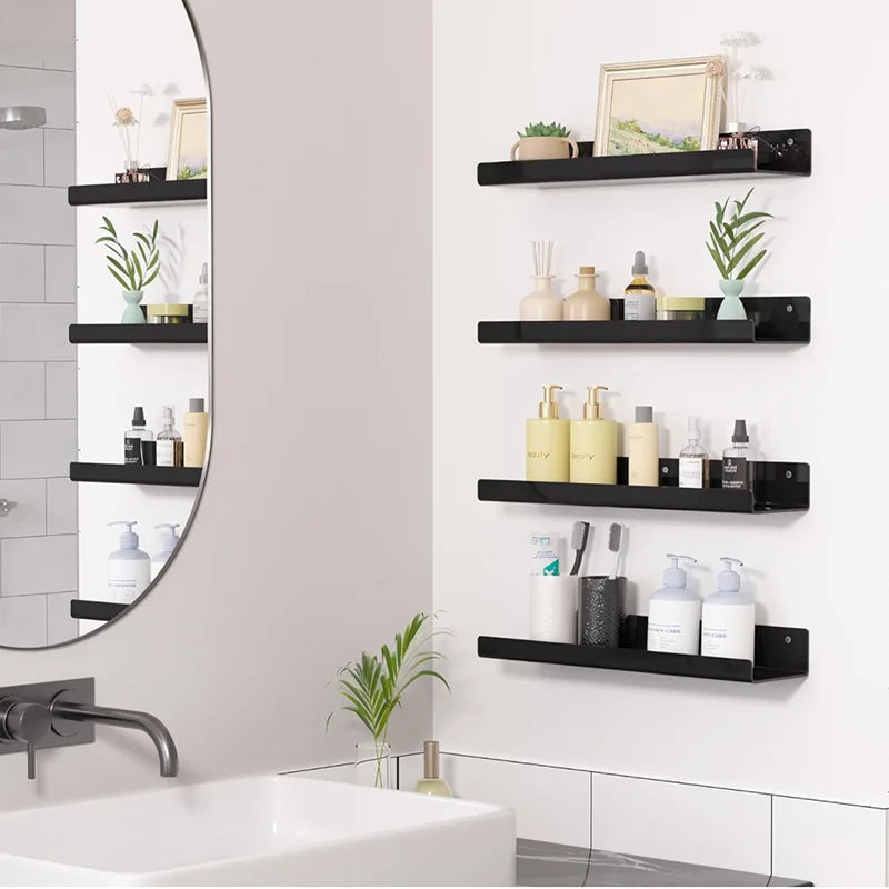 KUUJOJO Acryl-Bücherregal, Acryl-Regale zur Wandaufbewahrung, Nagellack-Organizer, Wand, Ausstellungsregal-Organizer für Badezimmer, Livi