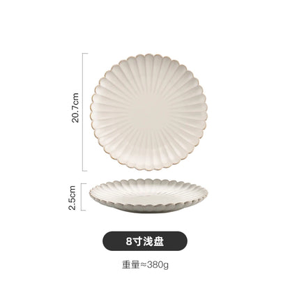 Nordic Household White Bowls Dinner Plates Ceramic White Glaze Tableware Set Western Steak Dish Salad Bowl Vegetable Fish Plate