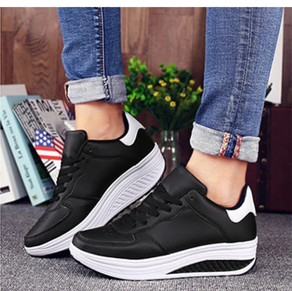 Women Sneakers 2022 New Breathable Vulcanize Shoes Waterproof Wedges Platform Woman Sneaker Leather Casual Shoes Zapatos Mujer.