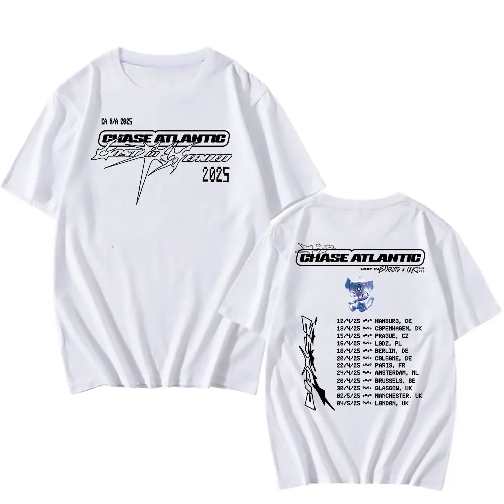 Band CHASE ATLANTIC Tour 2025 T-shirt Summer Cotton Short Sleeve Male Tshirts Graphic T Shirts Men Women Clothing Graphic Print.