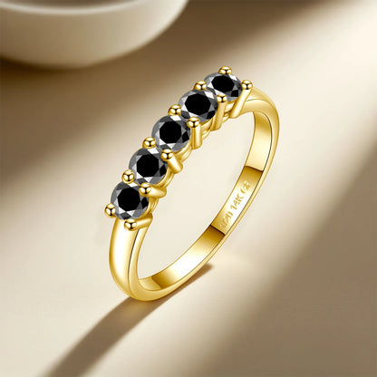 14K Gold Filled Pink Moissanite Rings 5 Stone D VVS1 for Women Man with 1/20th 14 Karat Gold Engagement Wedding Jewelry.