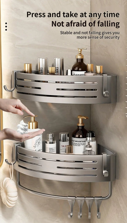 Kein Bohren Aluminium Badezimmer Regal Regale Shampoo Make-up Lagerung Halter Küche Organizer Wand Badezimmer Zubehör