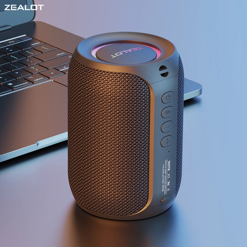 Zealot-S32PRO Powerful Bluetooth Speaker, Bass Wireless, LED Light, Outdoor Speakers, Subwoofer, Waterproof Sound Box Support.