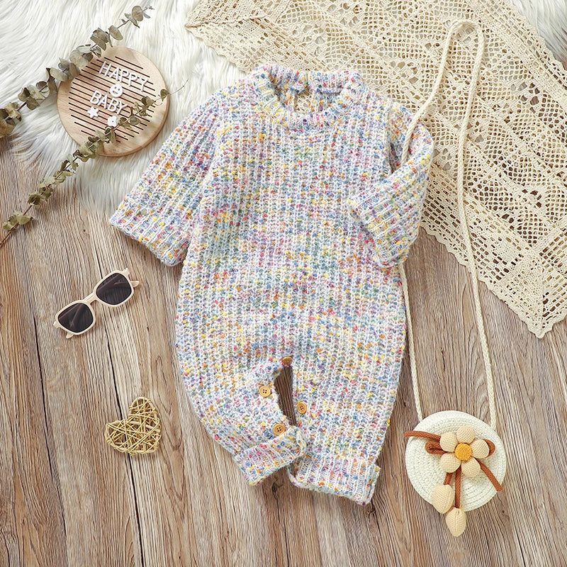 Winter Baby Mädchen Strampler Herbst Rundhals Langarm Gestrickte Neugeborenen Ein Stück Overalls Outfits 0-18m Kleinkind kleidung.
