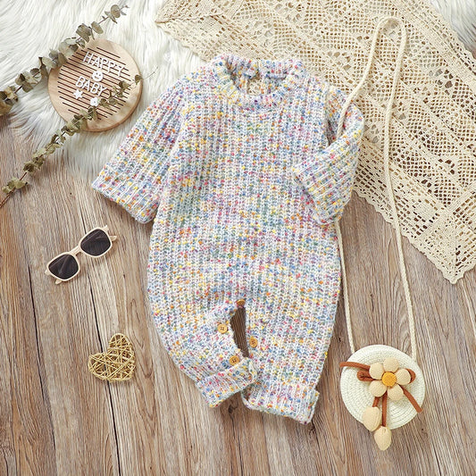 Winter Baby Mädchen Strampler Herbst Rundhals Langarm Gestrickte Neugeborenen Ein Stück Overalls Outfits 0-18m Kleinkind kleidung.