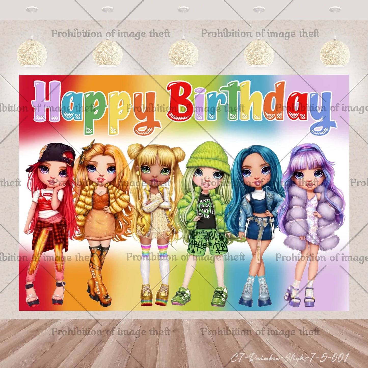 Cartoon Regenbogen Puppe High School Thema Hintergrund Geburtstag Party Dekoration Lieferungen Einweg Tasse Besteck Ballon Baby Geschenk