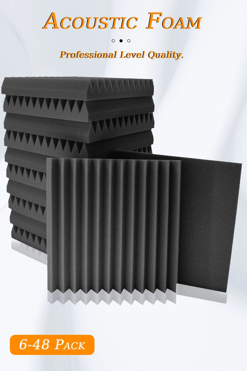 TOUO Sound-Absorbing Foam 6-48 Pcs Acoustic Foam Panels Wall Soundproofing Studio Acoustic Treatment Sound Absorbing Material