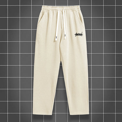 Men's solid color straight leg jogging pants, suitable for casual sports such as running, gym, and outdoor activities.