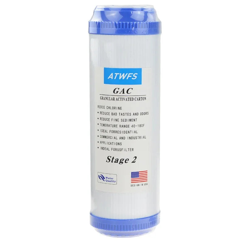 10-Inch Water Purifier Filter UDF Granular Activated Carbon Filter+PP Cotton Filter+CTO Compressed Carbon Water Purification