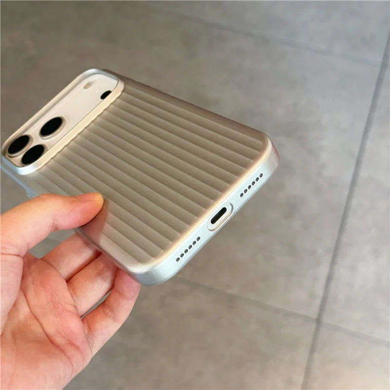 Electroplated 3D Stripes Pattern for Magsafe Magnetic Case For iPhone 17 17Pro 16 15 16Pro Max Matte Shockproof Hard PC Cover.