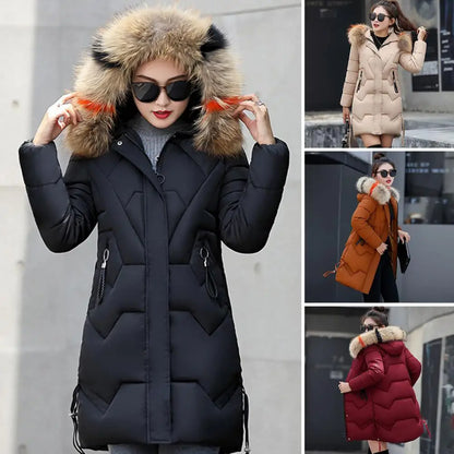 Mode Mäntel Winter Jacke Frauen Parka Neue 2024 Mit Kapuze Lange Weibliche Mantel Einfarbig Winddicht Outwear Parka.