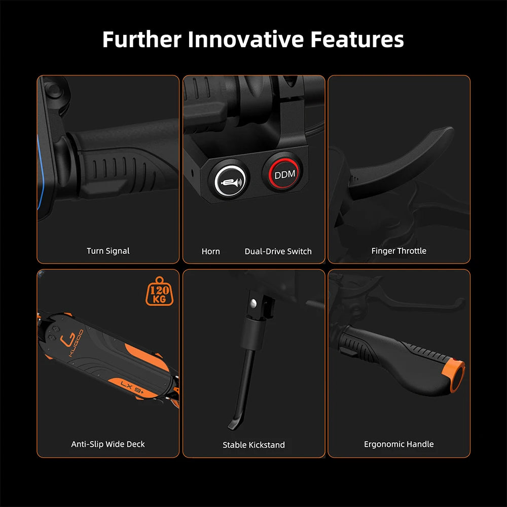 Aumom Electric Scooter, 800W 48V 15.6Ah Battery, 10 inch Tires, 45 km/h Max Speed, 70km Range, Disc Brakes, NFC & Passcode Lock.