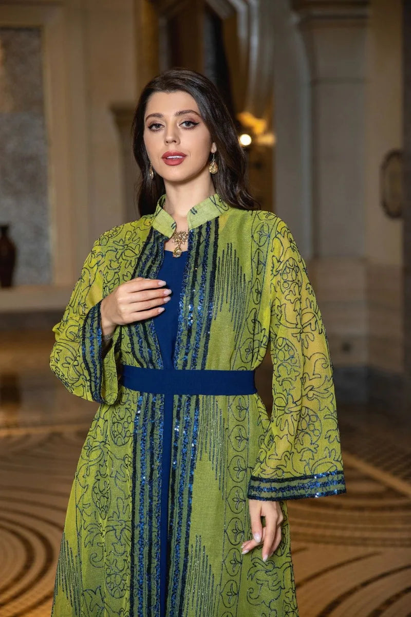 UNI Muslim Abaya Indische Anarkali Anzüge für Frau Dubai Tägliche Party Kleid Mode Langarm Gürtel Kleidung Muslimischen Robe.