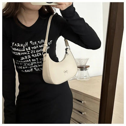 Bowknot Armpit Bag Korean Underarm Bag Luxury PU Leather Y2K Handbag Girls Shoulder Bag