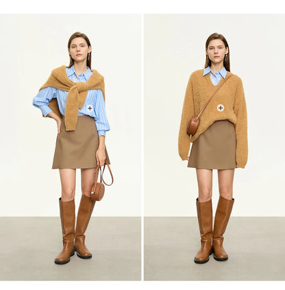 AMII Minimalism Casual Shorts Skirts Women High Rase 2024 Autumn New Fashion Commuter Lady Straight Blazer A-Line Skirt 12343035.