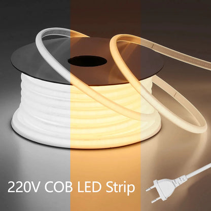 1m-35m Surper Brightness COB LED Strip Light 288LEDs/M RA90 220V Outdoor Waterproof Silicone Tube for Yard Swimming Pool Pathway.