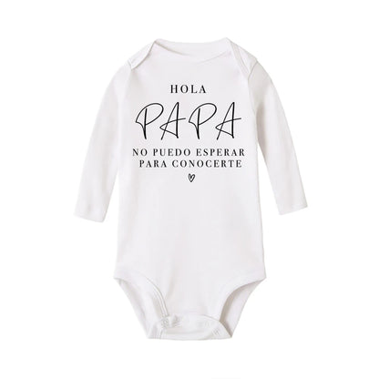 Hallo Papa, ich kann dich nicht warten, Baby-Ankündigung, Neugeborenen-Body, Sommer, Baby, Jungen, Mädchen, Schwangerschafts-Enthüllung, Ropa-Overall-Outfits.