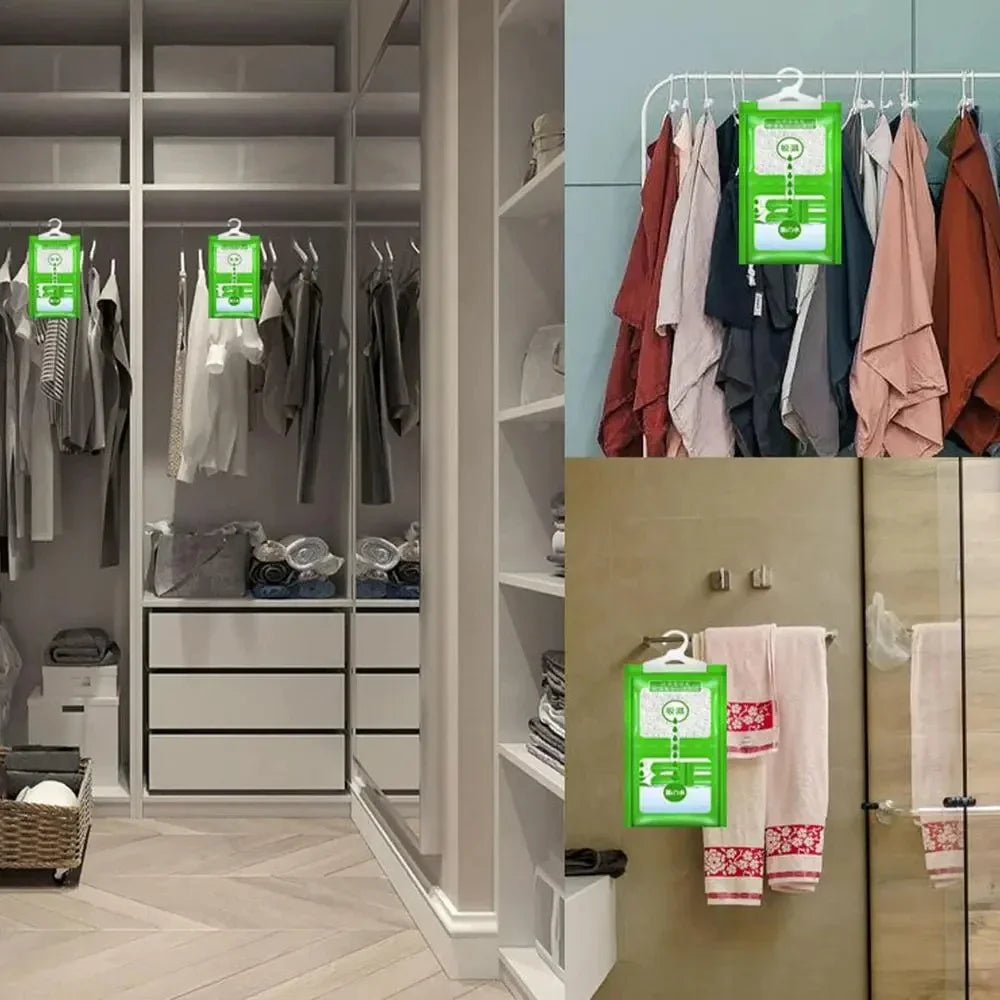 5/10Pcs Moisture Absorber Hanging Drying Clothes Dehumidifier Wardrobe Dehumidifier Dry Bag Desiccant Moisture Absorption Bag.