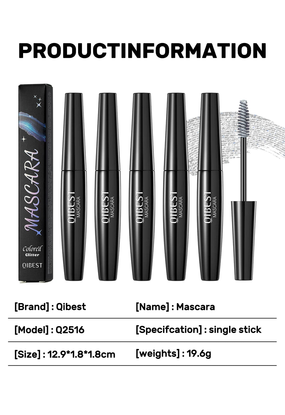 5 Colors Diamond Shimmering Mascara Long Lasting Makeup 3D Volume Eyelashes Curling Glitter Mascara Eye Lash Female Cosmetic