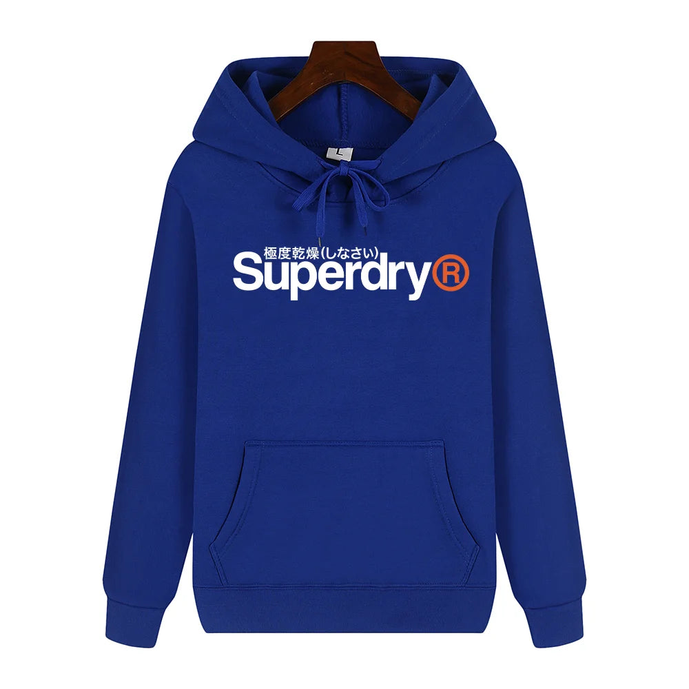 SUPERDRY Men's Autumn and Winter Fashion Brand Casual Hooded Sweatshirt Street Hip-hop Retro Sweatshirt Sports Men's Hoodie.