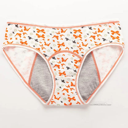 Menstrual Panties Leakproof Ladies Menstrual Pants Women's Cotton Briefs Teenager Student Mid Waist Panties for Menstruation