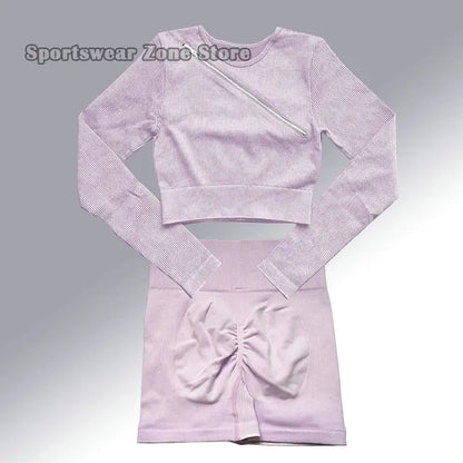 Yoga Suit High Waist Leggings Running Training Tights Sports Outfits Long Sleeve Crop Top Bra Seamless Fitenss Set Fitness Wear