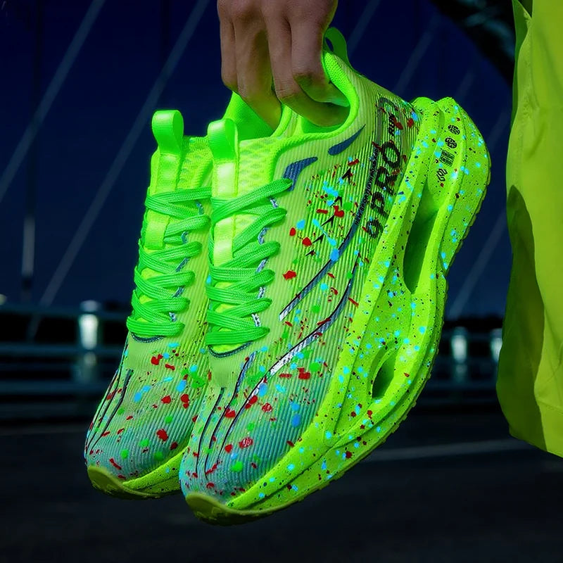 New Soft Sole Cushioning Men's Running Shoes for Women High-quality Road Jogging Shoes Light Comfy Sneakers Reflective Night Run.