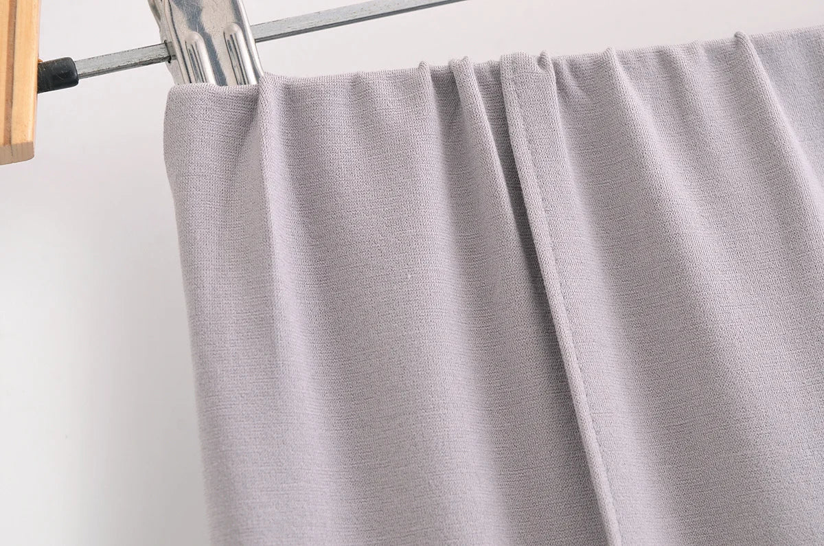 HH Women's 2-Piece Set Fashion Slimming Double-Sided Fabric Round Neck Long-Sleeve Top+Elegant Stretch Casual Wide Leg Pants