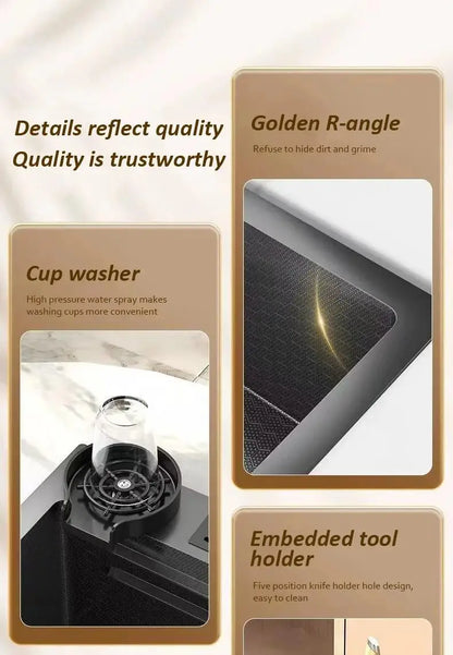 High-end stainless steel Kitchen Sink Matte Square Kitchen Accessories Large Single Sink Wash Basin With Faucet