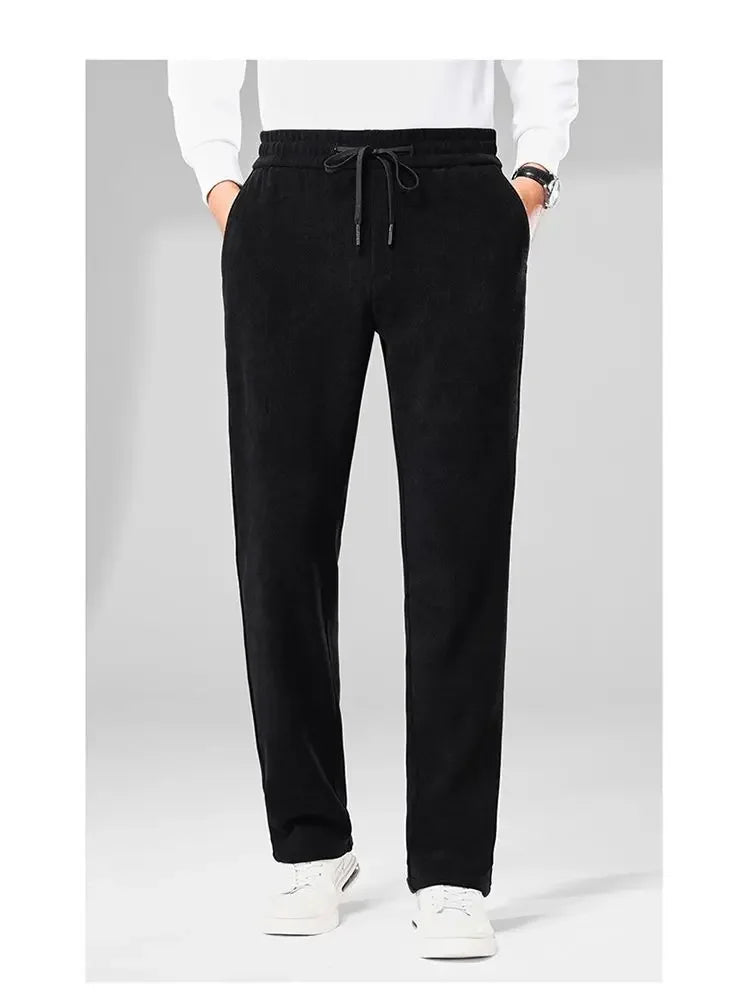 Herren-Freizeithose, verdickt, gerades Bein, warm, Herbst-Winter-Oberbekleidung, modisch, vielseitig, lockere Passform, sportlicher Stil.
