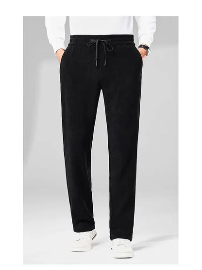 Herren-Freizeithose, verdickt, gerades Bein, warm, Herbst-Winter-Oberbekleidung, modisch, vielseitig, lockere Passform, sportlicher Stil.