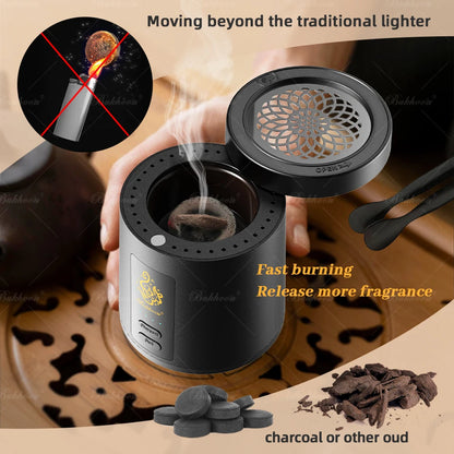 2025 New Arabic Aroma Diffuser USB Car Portable Electric Incense Burner Bakhoor Arabia Charcoal Burner Big Size Burning Space.