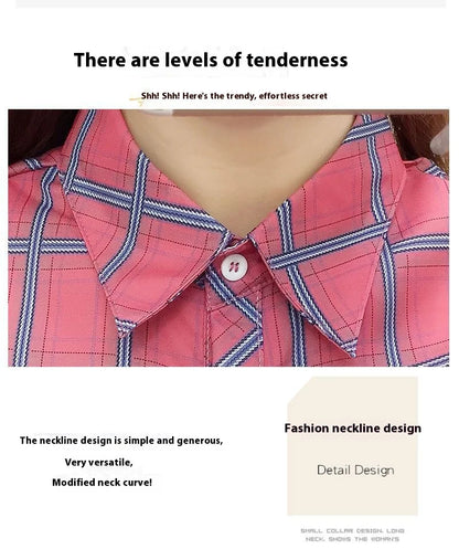 2024Spring and Autumn New College Style Women's Long sleeved Bottom Top Cardigan Long sleeved Fashion Plaid Shirt.