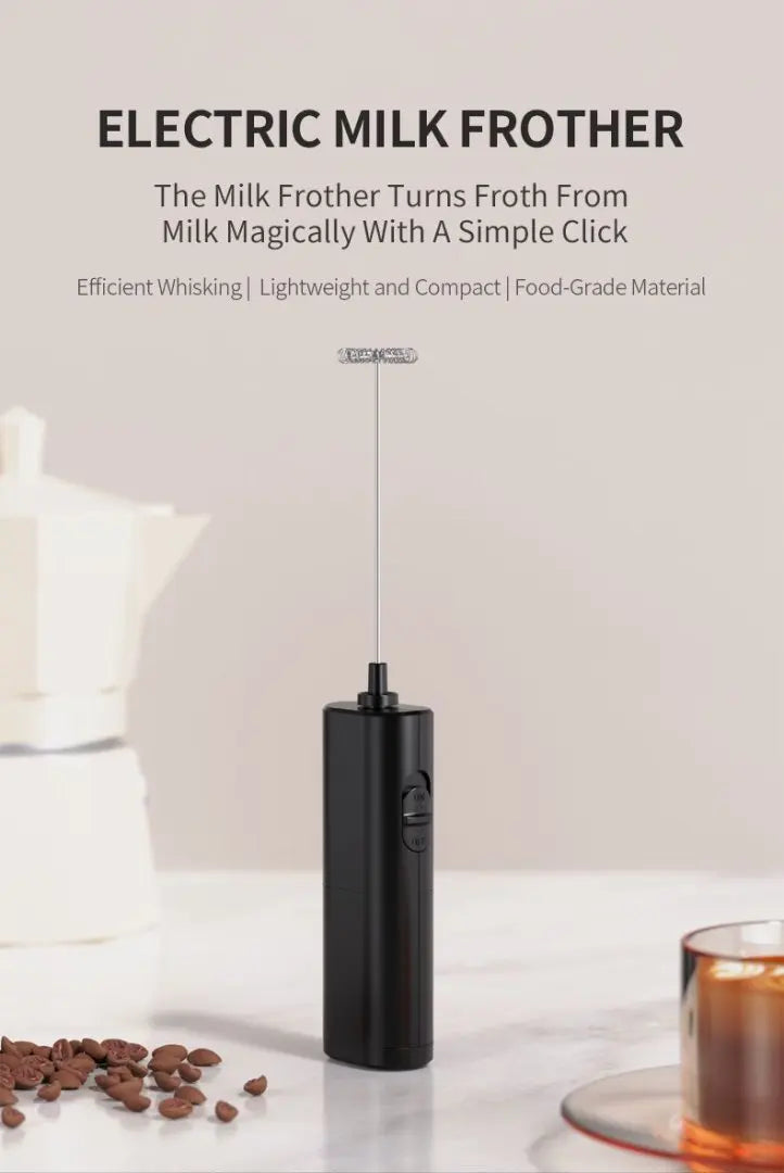 Electric milk frother, coffee frother, household mini milk frother, milk mixer, handheld wireless whipper.