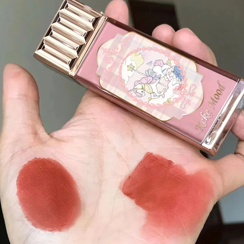 Chocolate Cloud Matte Lipstick Velvet Lip Gloss Brown Red Liquid Lip Glaze Makeup Smooth Long-Lasting Lip Tint Cosmetics.