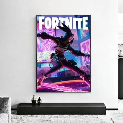 1pc F-Fortnites Poster HD art sticky wall waterproof home living room bedroom bar aesthetic decoration.