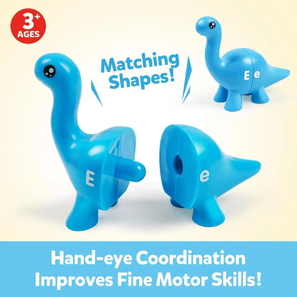 Matching Letters Dinosaur Toy Double-Sided ABC Letters Montessori Preschool Educational Fine Motor Toy Gift.