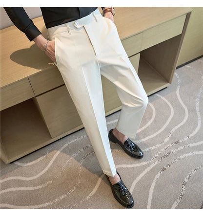 Men Suit Pants 2025 Elastic Slim Fit Formal Dress Pants Solid Casual White Trousers Pantalon Homme Wedding Party Men Clothing