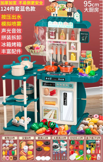 Children's Home Cooking Simulator Kitchen Set Kitchen Girls Cooking Spray Dining Table Toys Christmas Gifts