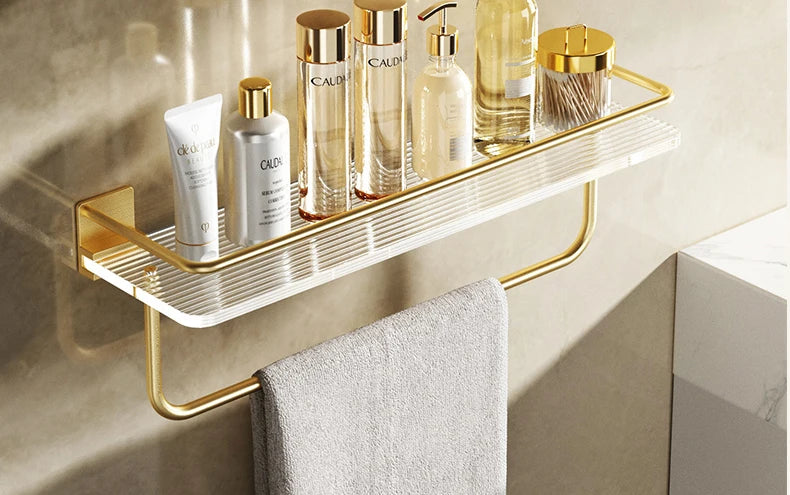 Punch-freies Luxus Badezimmer Regal Regale Wand Shampoo Kosmetische Lagerung Rack Für Küche Halter Platz Acryl Organizer