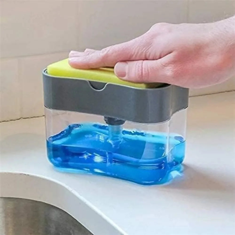 Soap Dispenser 2 In 1 Dishwashing Sponge Holder Kitchen Sink Dish Washing Soap Pump Dispenser Sponge Caddy.