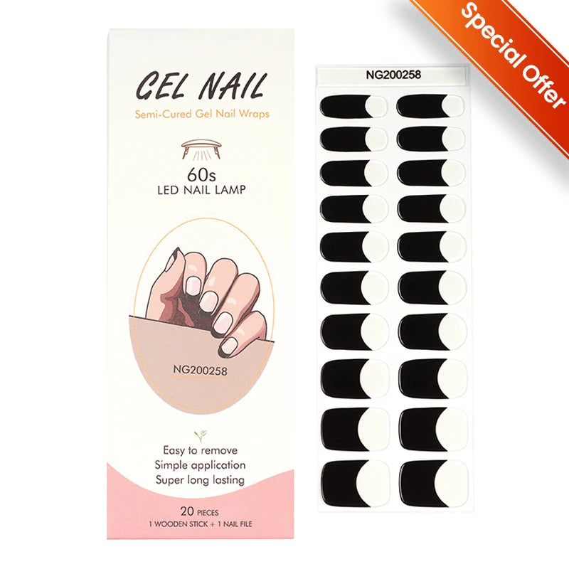 Harunouta Gradient Semi Cured Gel Nail Sticker Long-Lasting UV Nail Sticker UV/LED Extension Gel Nail Foil Gel Polish Full Cover