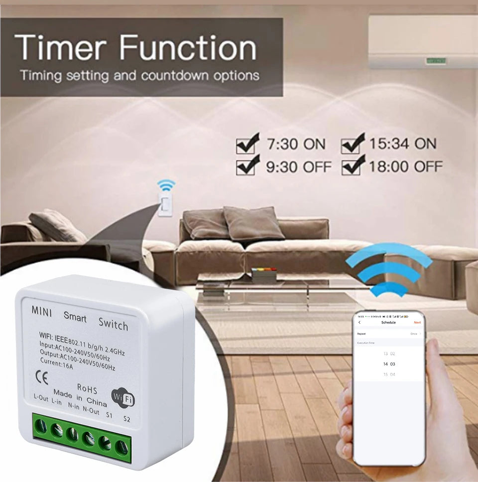 16A 20A Tuya WiFi Smart Switch 2-Wege-Steuerung Mini Smart Breaker Arbeit mit Smart Life Alexa Google Home Alice.