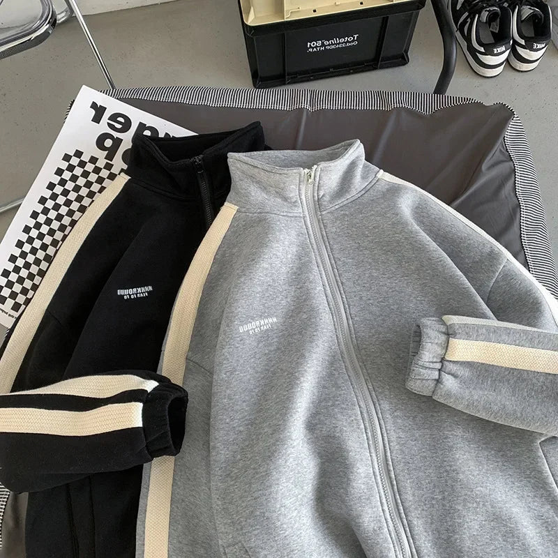 Casual Sporty Men's Hoodie Pants Set Hong Kong Style Long Sleeve Autumn Winter Loose Trendy Student Wear AE Origin China.